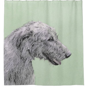 Irish Wolfhound 2 Painting - Cute Original Dog Art Shower Curtain