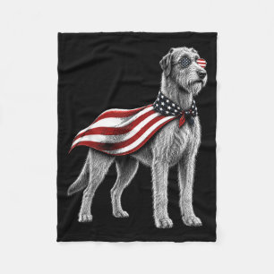 Irish Wolfhound 4th Of July Aamerican Flag Dog Fleece Blanket