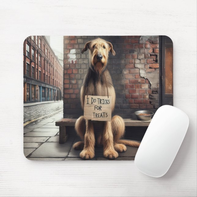 Irish Wolfhound Begging For Treats Mouse Pad (With Mouse)