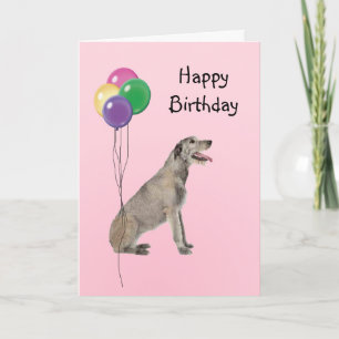 Irish Wolfhound, Birthday Balloons Card