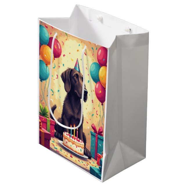 Irish Wolfhound Birthday Celebration Medium Gift Bag (Front Angled)