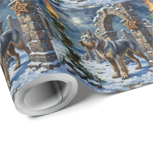 Irish Wolfhound Christmas Ancient Hall Holiday Wrapping Paper