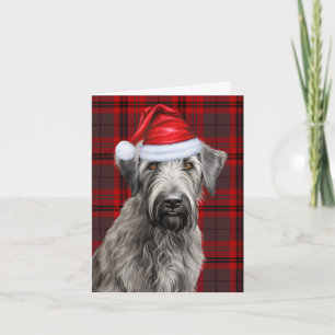 Irish Wolfhound Christmas Dog Red Plaid Christmas Holiday Card