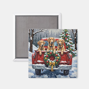 Irish Wolfhound Christmas Red Truck Holiday Gift Magnet