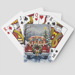 Irish Wolfhound Christmas Red Truck Holiday Gift Playing Cards