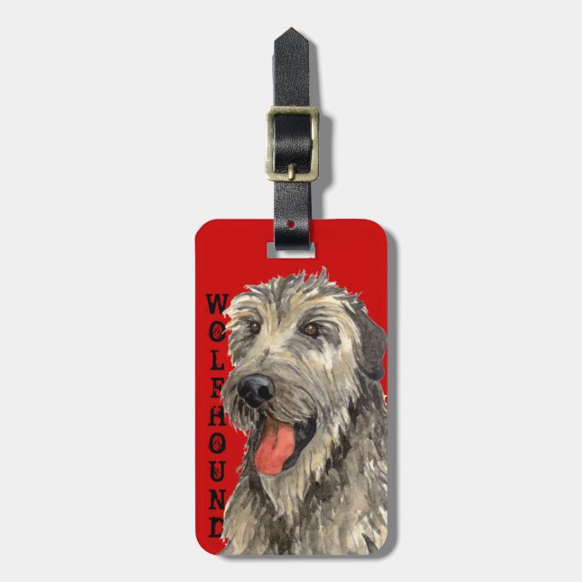Irish Wolfhound Colour Block Luggage Tag (Front Vertical)