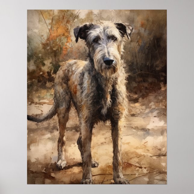 Irish Wolfhound Dog Art Print Poster (Front)