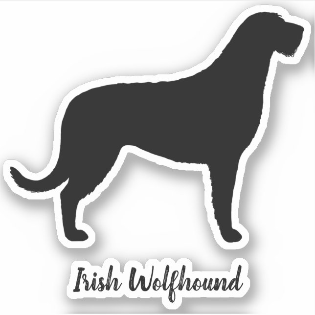 Irish Wolfhound Dog Breed Silhouette Vinyl Sticker (Front)