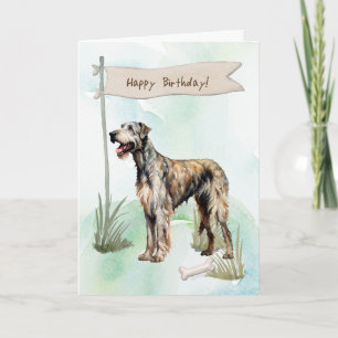 Irish Wolfhound Dog Breed Under Birthday Sign Card
