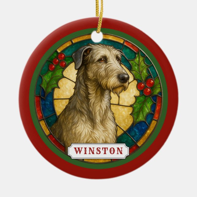 Irish Wolfhound Dog Ceramic Circle Ornament (Front)