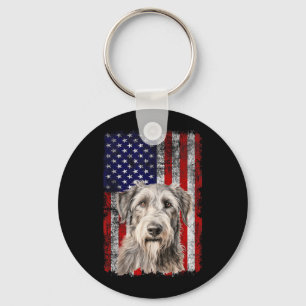 Irish Wolfhound Dog Lover Flag 4th of July Key Ring