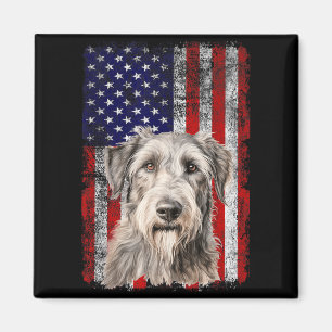 Irish Wolfhound Dog Lover Flag 4th of July Magnet