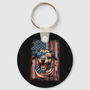 Irish Wolfhound Dog Lover Us Flag 4th Of July Patr Key Ring