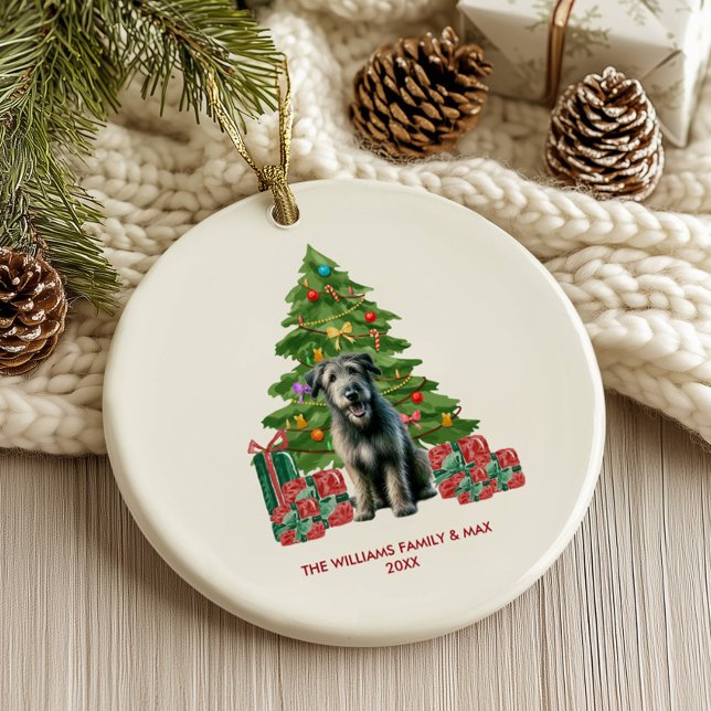 Irish Wolfhound Dog Personalised Christmas Ceramic Tree Decoration (Creator Uploaded)