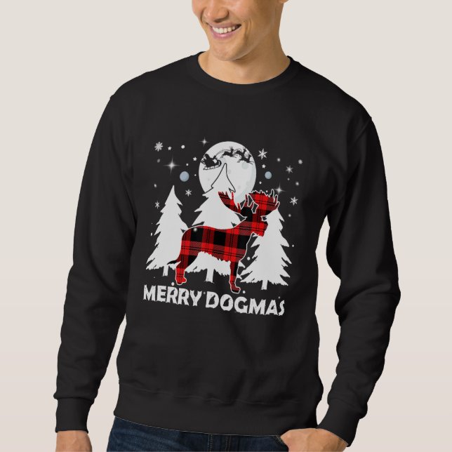 Irish Wolfhound Dog Plaid Xmas Pajama Reindeer Ant Sweatshirt (Front)
