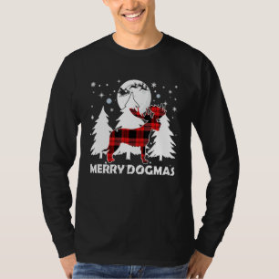 Irish Wolfhound Dog Plaid Xmas Pajama Reindeer Ant T-Shirt
