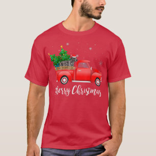 Irish Wolfhound Dog Riding Red Truck Christmas T-Shirt