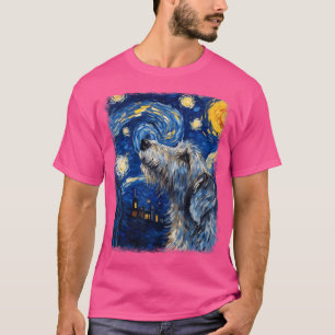 Irish Wolfhound Dog Starry Night Painting T-Shirt