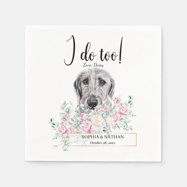 Irish Wolfhound Dog Wedding Cocktail Napkins (Front)
