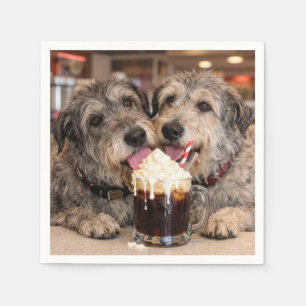 Irish Wolfhound Dogs Enjoying a Root Beer Float Napkin