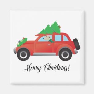 Irish Wolfhound driving Christmas Car Magnet