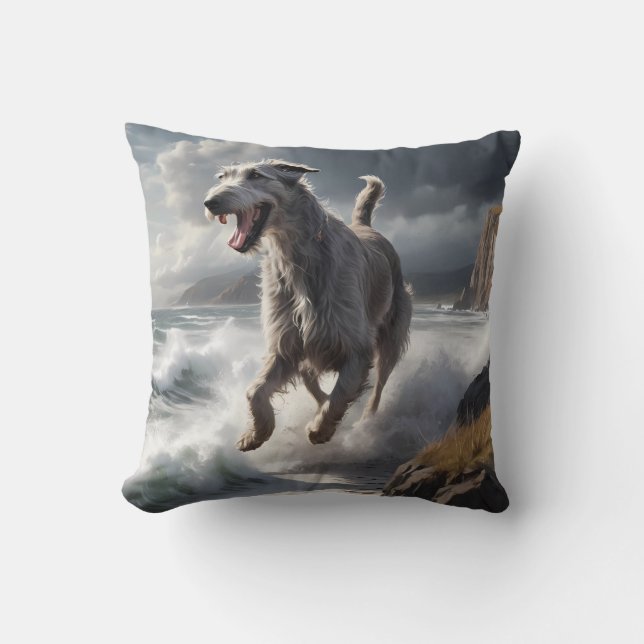Irish Wolfhound Elegant Breed Throw Pillow (Front)
