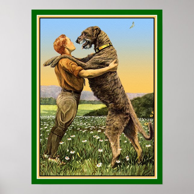 "Irish Wolfhound Greeting" Poster (Front)