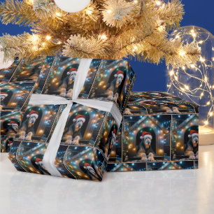 Irish Wolfhound In a Christmas Doghouse Wrapping Paper