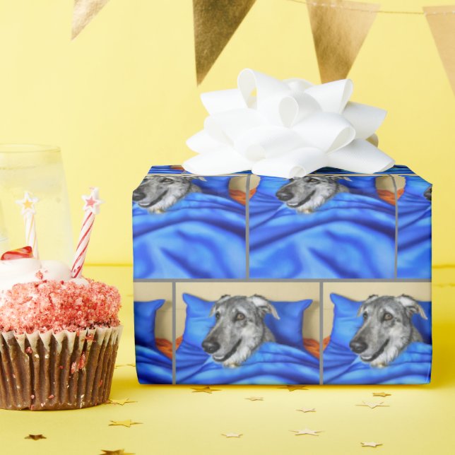Irish Wolfhound In Bed Wrapping Paper (Birthday Party)