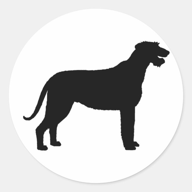 Irish Wolfhound (in black) Classic Round Sticker (Front)