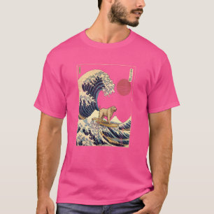 Irish Wolfhound Japanese Kanagawa Wave Surf Dog T-Shirt
