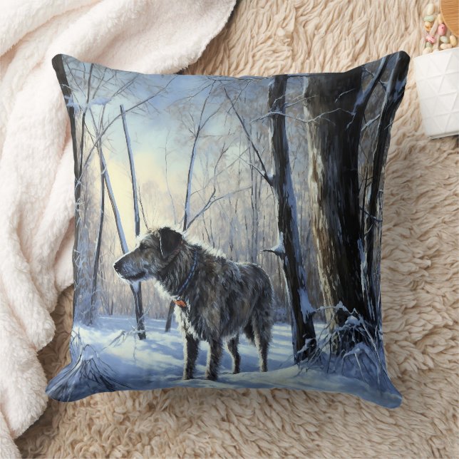Irish Wolfhound  Let It Snow Christmas Cushion (Blanket)