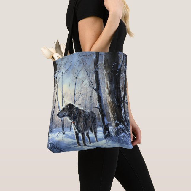Irish Wolfhound  Let It Snow Christmas Tote Bag (Close Up)