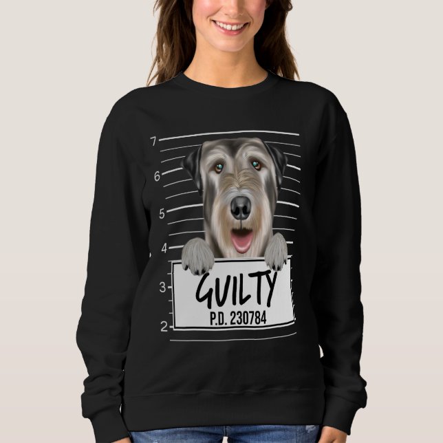 Irish Wolfhound Mugshot Guilty Dog Sweatshirt (Front)