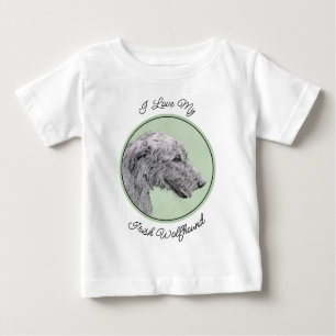 Irish Wolfhound Painting - Cute Original Dog Art Baby T-Shirt