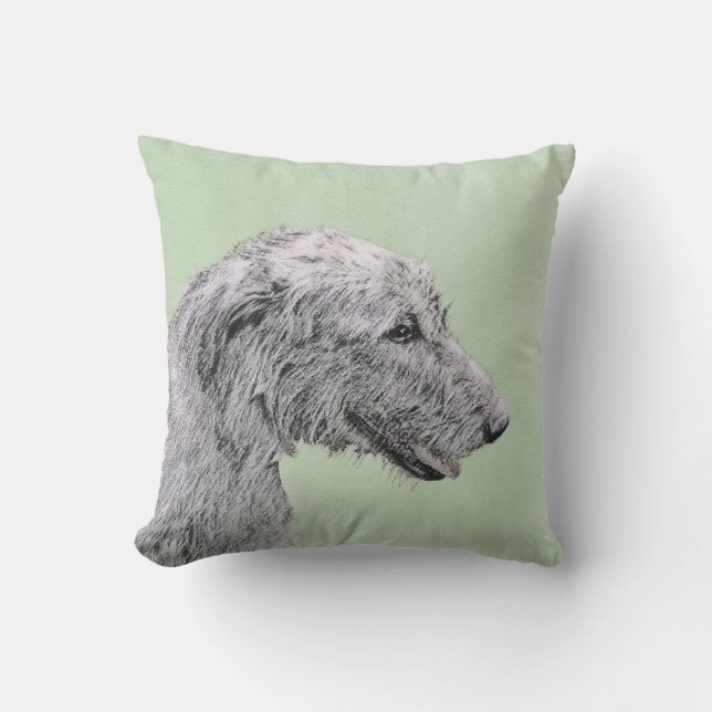 Irish Wolfhound Painting - Cute Original Dog Art Cushion (Front)