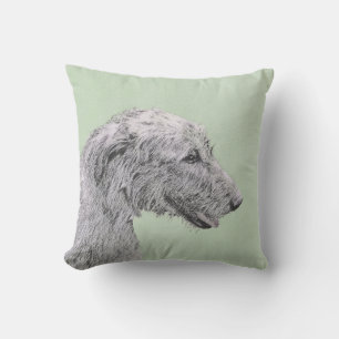 Irish Wolfhound Painting - Cute Original Dog Art Cushion