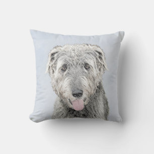 Irish Wolfhound Painting - Cute Original Dog Art Cushion