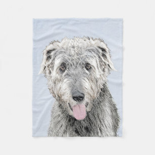 Irish Wolfhound Painting - Cute Original Dog Art Fleece Blanket
