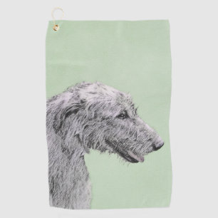 Irish Wolfhound Painting - Cute Original Dog Art Golf Towel