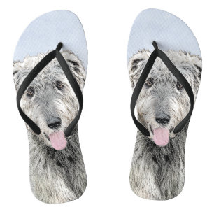 Irish Wolfhound Painting - Cute Original Dog Art Jandals