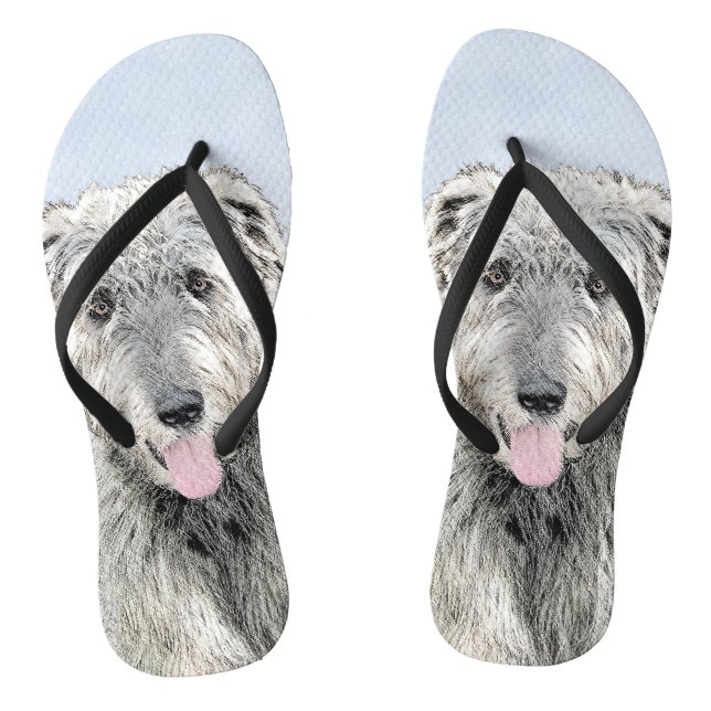 Irish Wolfhound Painting - Cute Original Dog Art Jandals (Footbed)