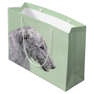 Irish Wolfhound Painting - Cute Original Dog Art Large Gift Bag