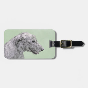 Irish Wolfhound Painting - Cute Original Dog Art Luggage Tag