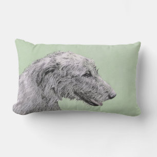 Irish Wolfhound Painting - Cute Original Dog Art Lumbar Cushion