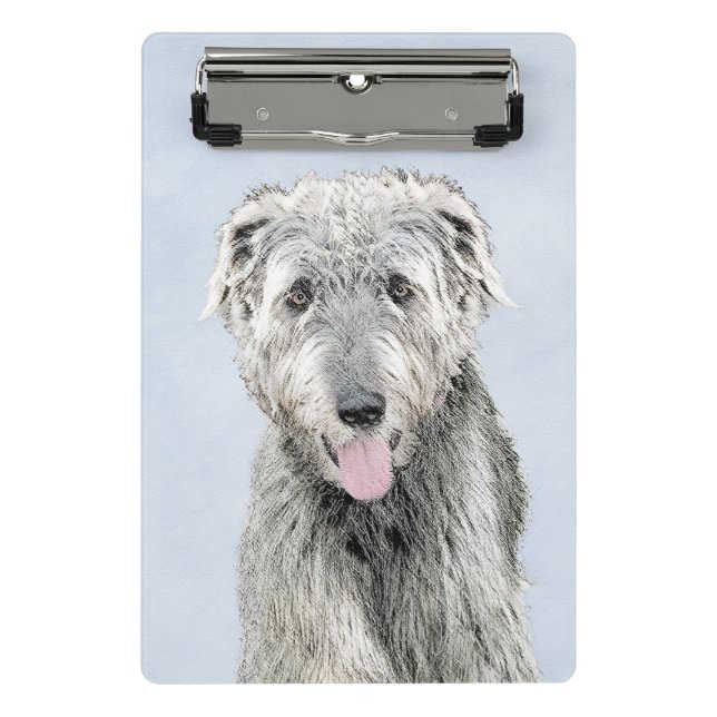 Irish Wolfhound Painting - Cute Original Dog Art Mini Clipboard (Front)