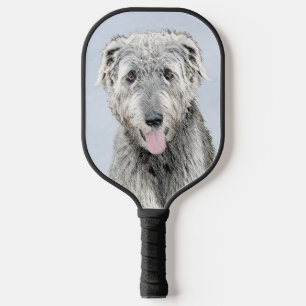 Irish Wolfhound Painting - Cute Original Dog Art Pickleball Paddle