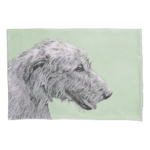 Irish Wolfhound Painting - Cute Original Dog Art Pillowcase
