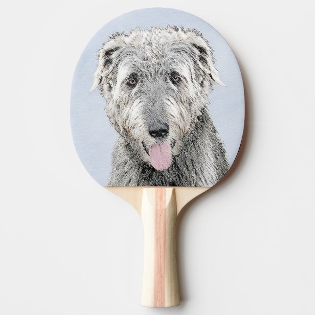 Irish Wolfhound Painting - Cute Original Dog Art Ping Pong Paddle (Front)