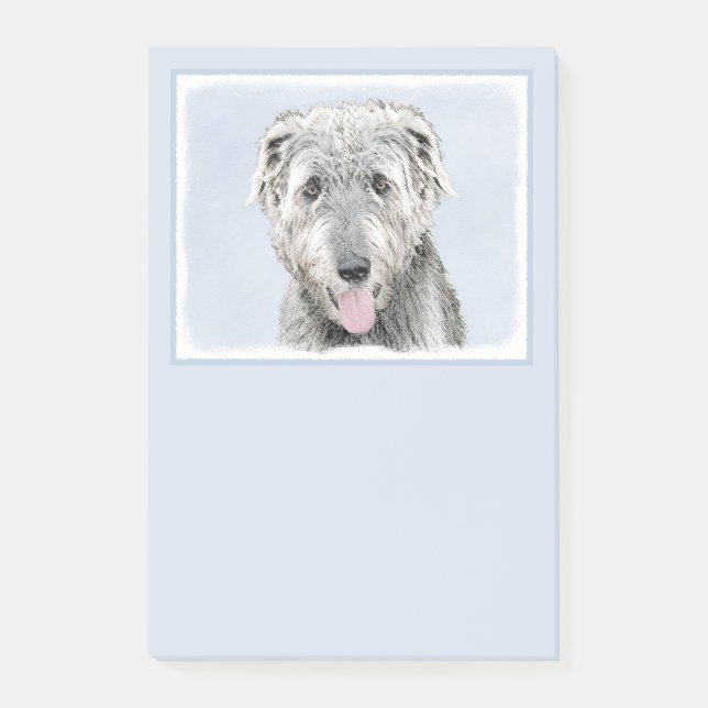 Irish Wolfhound Painting - Cute Original Dog Art Post-it Notes (Front)